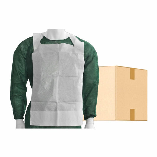 Bavaglini monouso MaiMed con tasca di raccolta da legare, bianco, 66x37 cm - 100 pezzi/confezione | Confezione (100 pezzi)