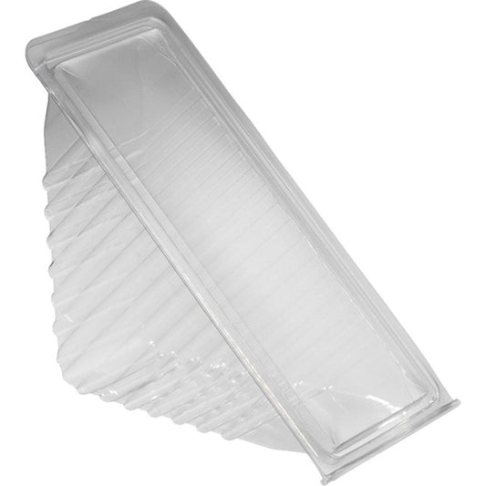 Die rPET Sandwichbox von Duni GmbH (doppelt transparent, 160x65x85 mm) besteht aus umweltfreundlichem Material, hat eine geriffelte Seitenstruktur und einen teiloffenen Klappdeckel für gute Sichtbarkeit der Sandwiches. Packung mit 500 Stück.