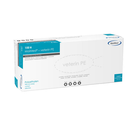 Guanti veterinari in PE MaiMed-veterin 90 cm, arancioni, scatola da 100 pezzi | Scatola (100 pezzi)
