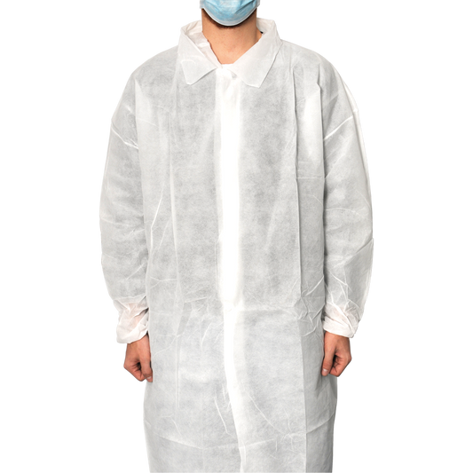 MaiMed-Coat V, cappotto da visitatore in pile con 4 bottoni a pressione, ca. 120 centimetri