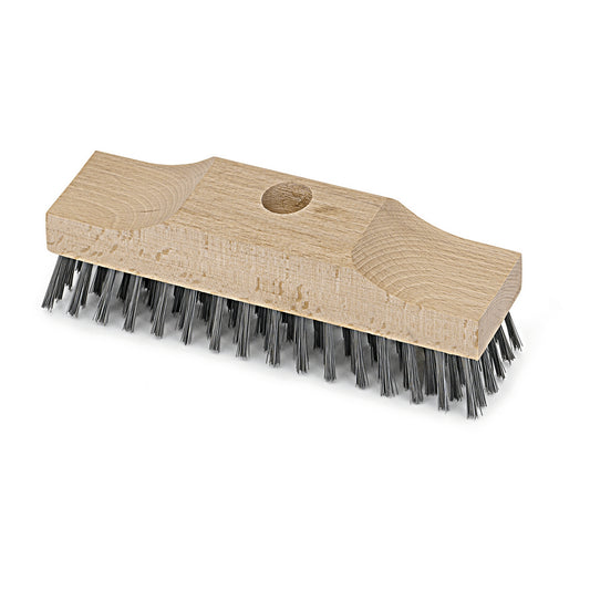 Die Nölle Profi-Bürste Stahldrahtschrubber 22 cm verfügt über dicht gepackte, steife Metallborsten und ein zentrales Loch zur Stielbefestigung - perfekt für die effektive Reinigung von harten Oberflächen. Von Nölle Profi Brush Bürsten- & Pinseltechnik e.K.