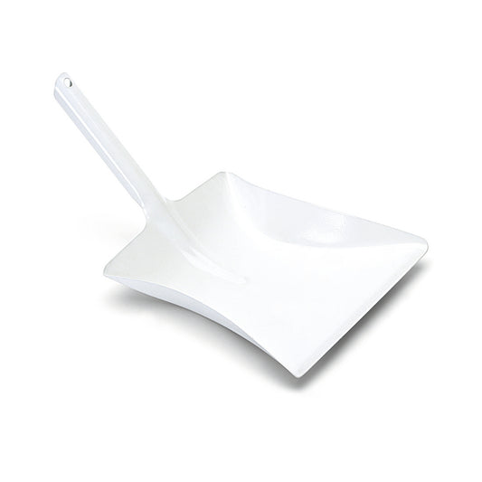 Die Nölle Profi Brush Kehrschaufel Metall lackiert, 39x24 cm mit Düllgriff - hier mit flachem, quadratischem Fuß und kurzem Stiel - von Nölle Profi Brush Bürsten- & Pinseltechnik e.K. ist auf einem schlichten weißen Hintergrund abgebildet.