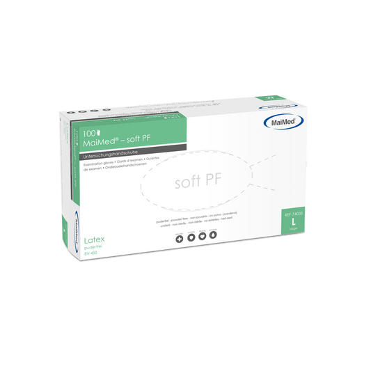 Guanti da esplorazione in lattice MaiMed-soft PF non sterili senza polvere 100 pezzi/scatola