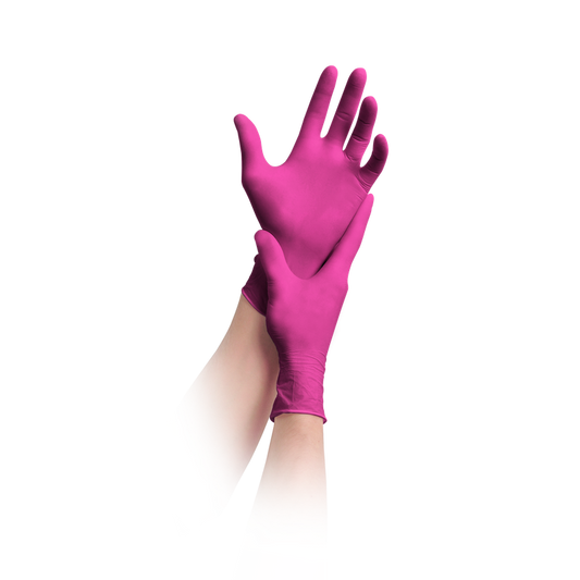 Guanti MaiMed-solution100 senza lattice, magenta, non sterili, senza polvere