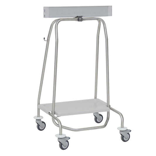 Der Novocal Edelstahl-Abfallsammler "Genius" verfügt über einen Metallrohrrahmen, vier Lenkrollen, eine rechteckige Bodenplatte und eine obere Metallstange für eine dauerhafte Konstruktion und hygienische Abfallentsorgung. Marke: Novocal.