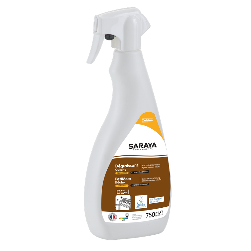 Saraya detergente/sgrassatore per cucina Ecolabel | Flacone spray (750 ml)
