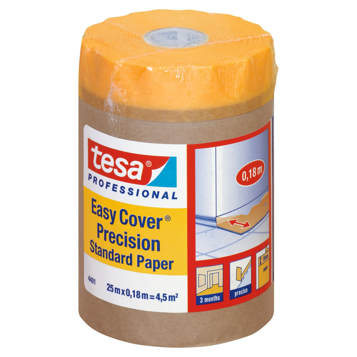 tesa Professional 4401 Easy Cover Präzision Standard Papier, orange 25 m x 180 mm