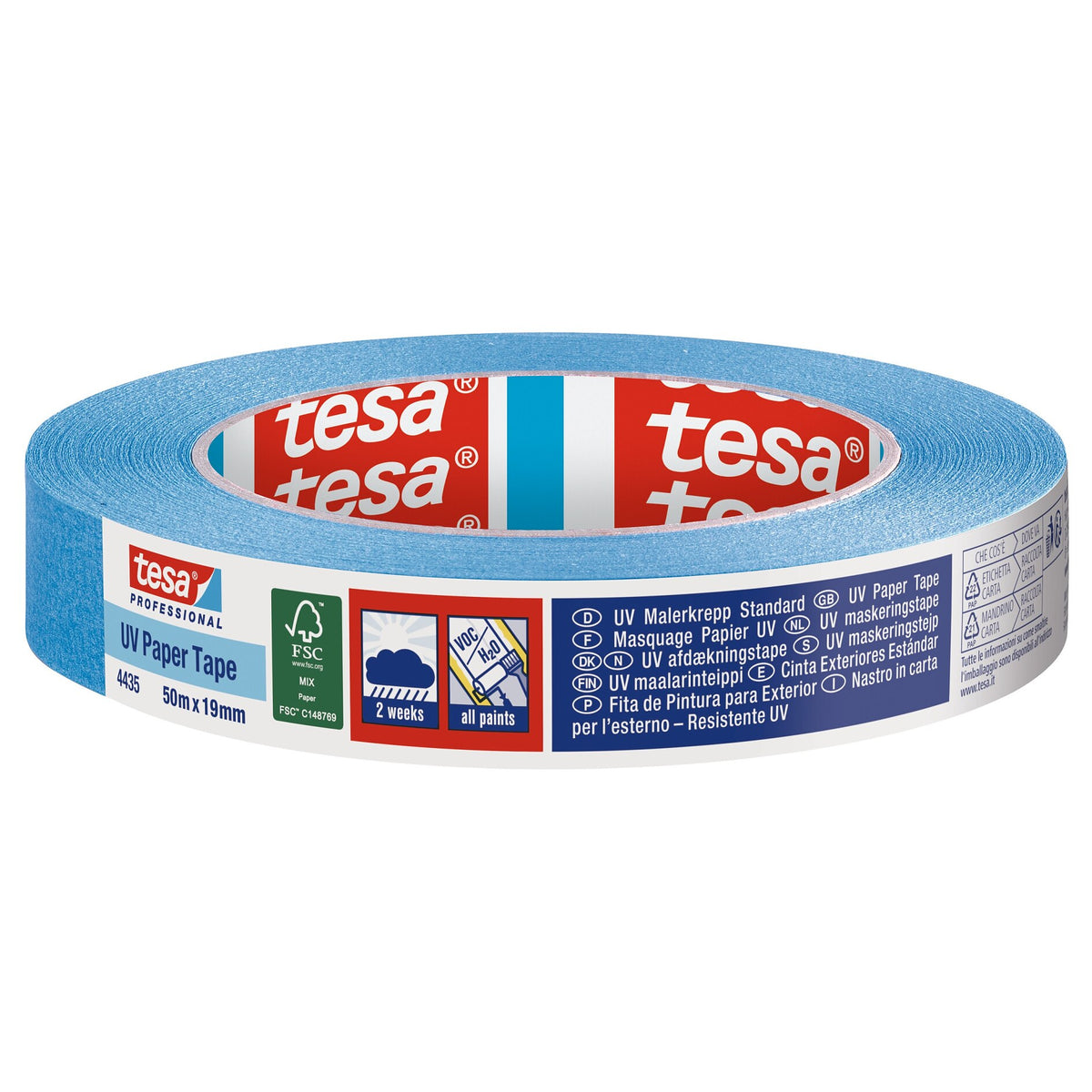 tesa Professional 4435 UV Malerkrepp 2 Wochen, 50 m x 19 mm, blau