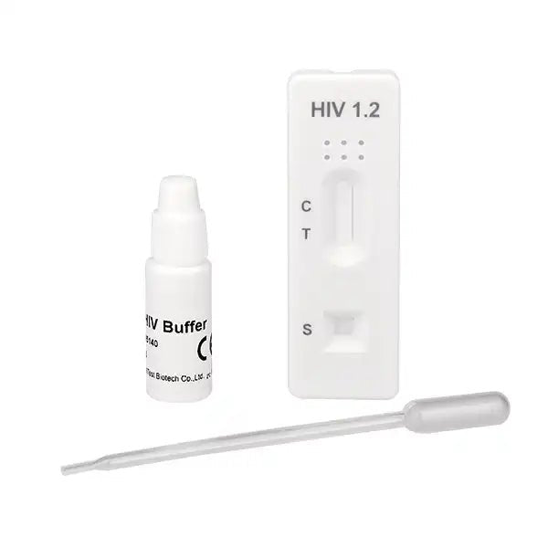 Confezione Cleartest HIV 1.2: 10 test, compresi gli accessori | Pacchetto (10 test)