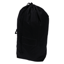 Un sacco per rifiuti riutilizzabile DEISS 6504 (700x1100 mm, nero) di EMIL DEISS KG è in piedi su uno sfondo bianco, con un campo frontale rettangolare e una maniglia laterale. Confezionato in una scatola con 50 confezioni.