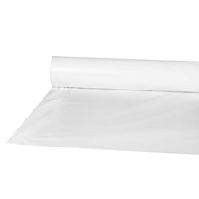 Un rotolo parzialmente srotolato di tovaglia Starpak, pellicola 50 m x 80 cm bianca, si trova su uno sfondo bianco semplice.