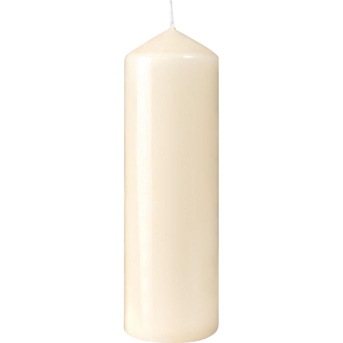 Le candele a colonna avorio Duni GmbH (220 x 70 mm) hanno una superficie liscia, uno stoppino bianco corto e una durata di combustione di circa 90 ore.