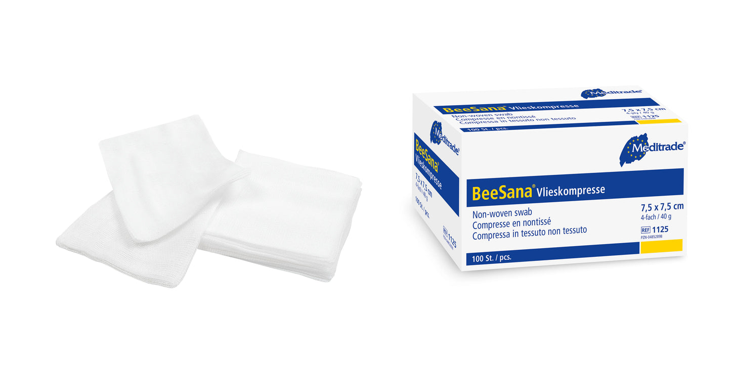 Compressa in pile BeeSana®, non sterile, 4 volte, 40 g, 7,5 x 7,5 cm | Confezione (100 pezzi)