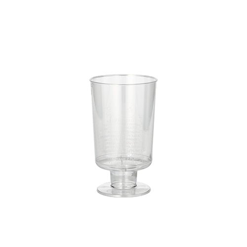 Su uno sfondo bianco semplice è raffigurato un set di 10 bicchieri a calice Starpak trasparenti monopezzo per vino bianco (0,1 l, Ø 5,1 cm, 8,5 cm di altezza); sono realizzati in PS di alta qualità e ideali per servire vino bianco.