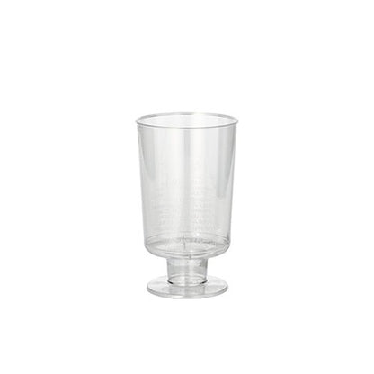 Su uno sfondo bianco semplice è raffigurato un set di 10 bicchieri a calice Starpak trasparenti monopezzo per vino bianco (0,1 l, Ø 5,1 cm, 8,5 cm di altezza); sono realizzati in PS di alta qualità e ideali per servire vino bianco.