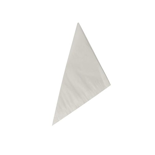 Un PAPSTAR 1000 coni di carta pergamena, resistenti al grasso, di PAPSTAR La GmbH è raffigurata come un pezzo di tessuto bianco di forma triangolare su uno sfondo bianco a tinta unita.