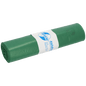 Un rotolo di sacchi per rifiuti in plastica verde DEISS 12730 (575x1000 mm, 25 pezzi) di EMIL DEISS KG (GmbH + Co.), con un'etichetta bianco-blu con testo, logo e informazioni sul prodotto, avvolta al centro.
