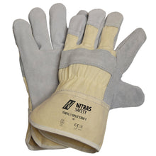 NITRAS SPLIT STAR 1, guanti in crosta di mucca, colore naturale/grigio, cotone EN 388 | Confezione (12 paia)