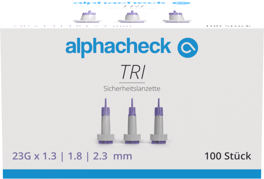 Lancette di sicurezza Alphacheck TRI 23G | Confezione (100 pezzi)