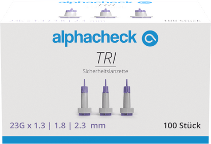 Lancette di sicurezza Alphacheck TRI 23G | Confezione (100 pezzi)