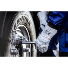 NITRAS SPLIT STAR V, guanti in crosta di mucca, colore naturale/grigio, cotone EN 388 | Confezione (12 paia)