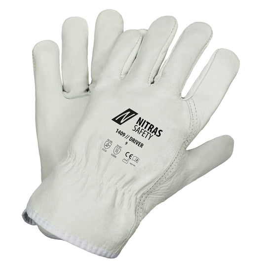 NITRAS DRIVER, Rindvolllederhandschuhe, grau