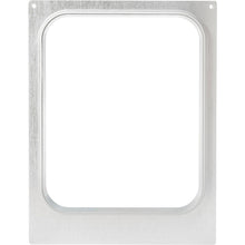 Die Kassette für CPET Schalen 1/2 GN (3350-5100 ml) von Duni GmbH ist ein rechteckiger, metallischer, lebensmittelechter Rahmen mit abgerundeten Ecken und vier Schraublöchern, kompatibel mit 1/2 GN CPET Schalen - perfekt für Gastronomiebetriebe.