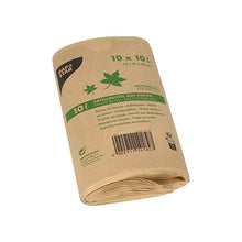 Un set di 10 sacchetti per rifiuti in carta kraft da 10 l (35x21x15 cm, marrone) della PAPSTAR GmbH è avvolto in una fascetta con scritte verdi e simboli di foglie ed è contrassegnato come ecologico - ideale per i rifiuti organici.