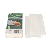 Ein Stapel weißer PAPSTAR Butterbrotbeutel fettdicht (21x10x3 cm) wird neben der grün-weißen Verpackung der PAPSTAR GmbH gezeigt, die ein Sandwich und eine Produktinformation zeigt. Neben der Packung (100 Stück) sind einige Schrumpffolienbeutel teilweise aufgefaltet.