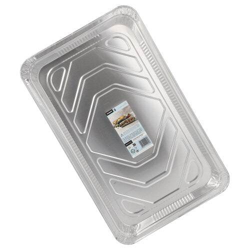 Der Starpak 3 Gastronorm-Behälter aus Aluminium (5,2 l, 3,7 x 32,5 x 52,5 cm) im Set zu 3 Stück besitzt einen gemusterten Boden und leicht erhöhte Ränder. Das mittlere Produktlabel ist ideal für die professionelle Küche.