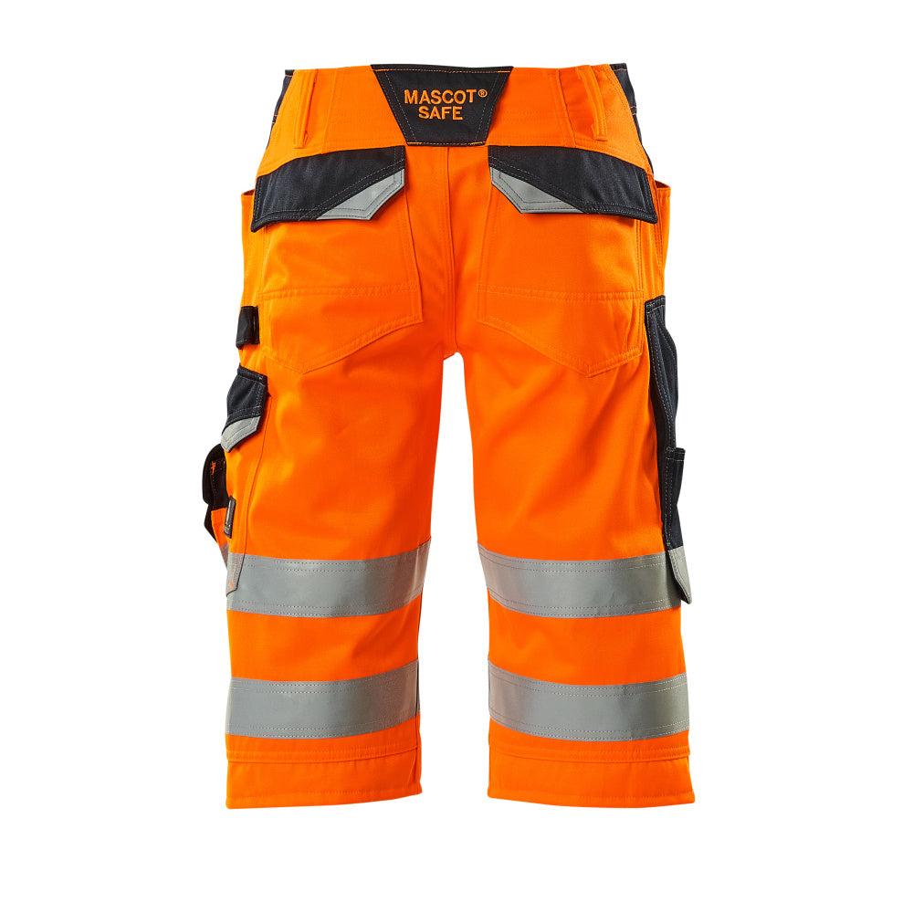 Pantaloni a tre quarti MASCOT® Luton, alta visibilità arancione/nero-blu
