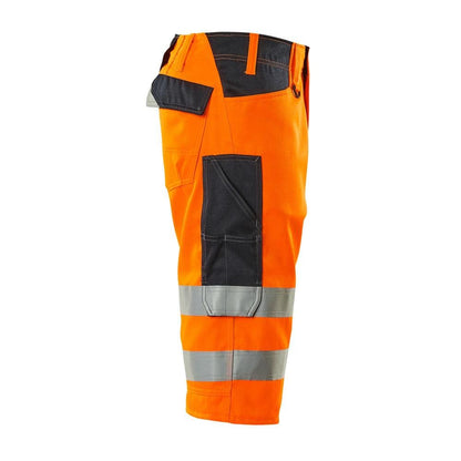 Pantaloni a tre quarti MASCOT® Luton, alta visibilità arancione/nero-blu