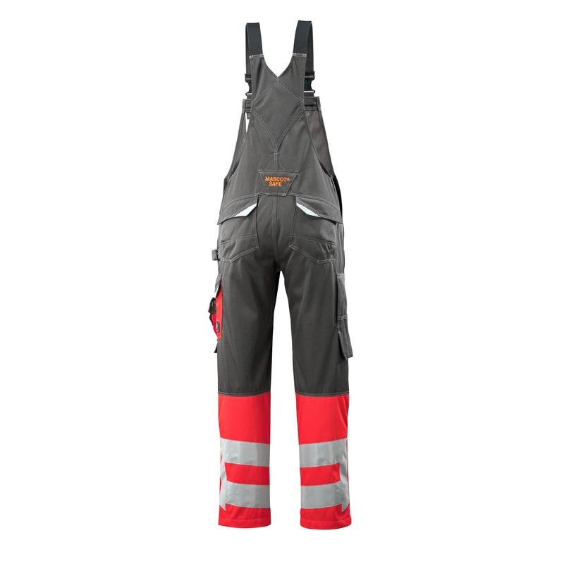 Salopette MASCOT® Sunderland, antracite scuro/rosso alta visibilità