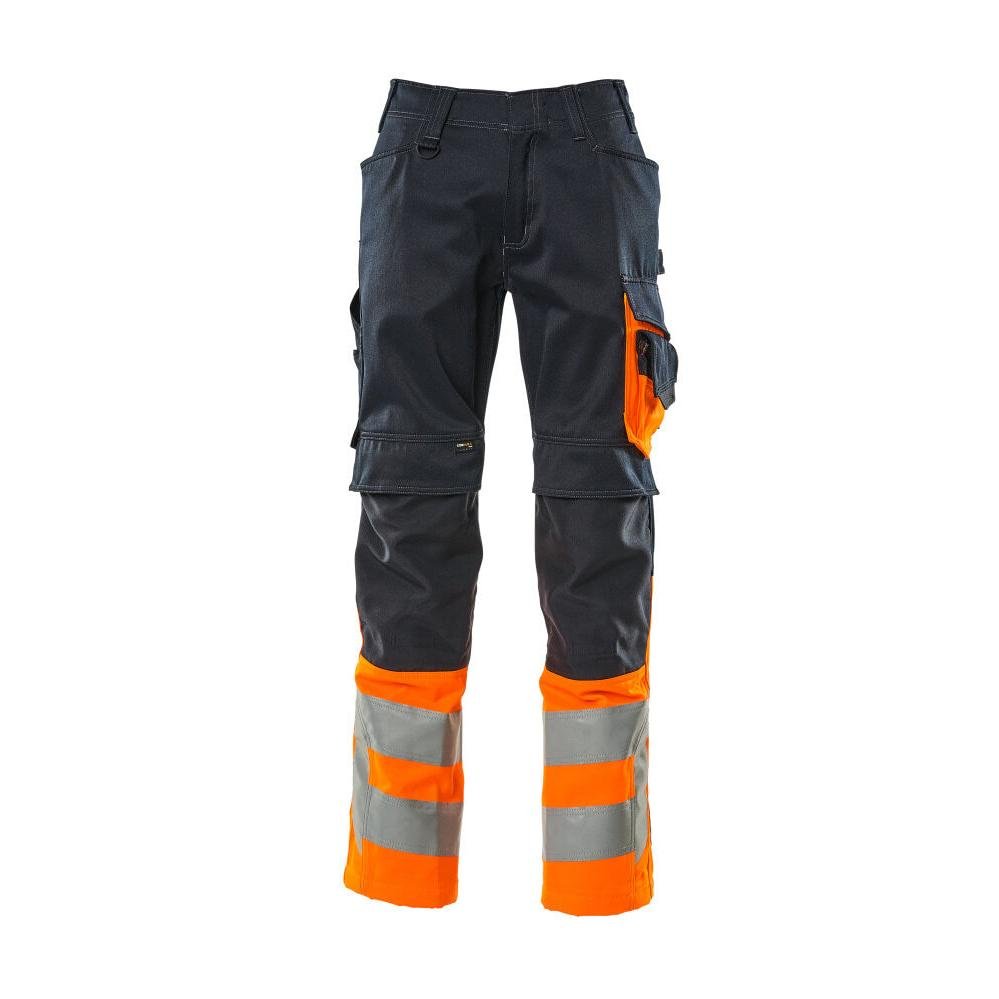 Pantaloni MASCOT® Leeds, nero blu/arancio alta visibilità