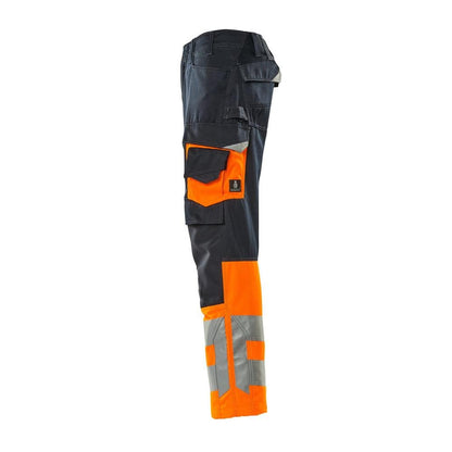 Pantaloni MASCOT® Leeds, nero blu/arancio alta visibilità