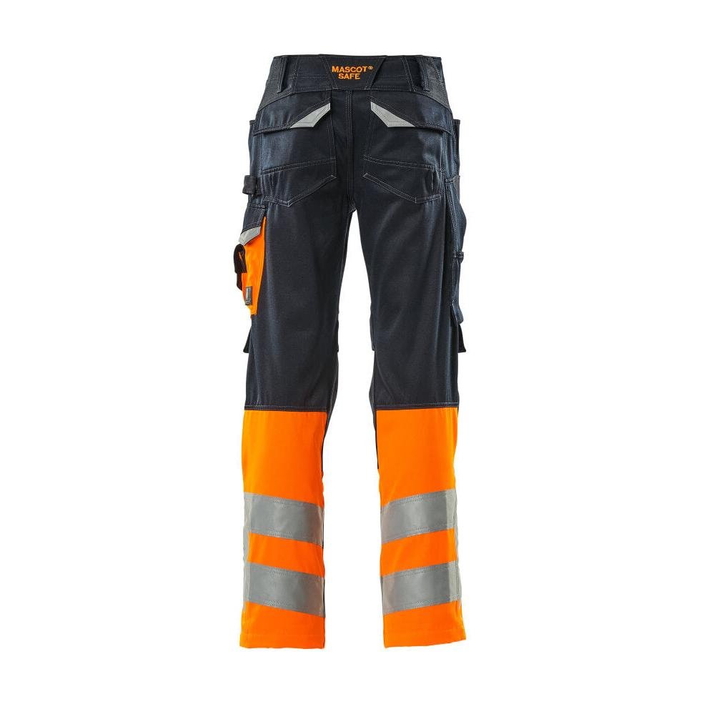 Pantaloni MASCOT® Leeds, nero blu/arancio alta visibilità