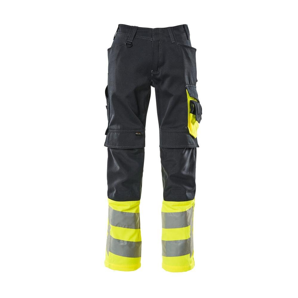 Pantaloni MASCOT® Leeds, nero blu/giallo alta visibilità