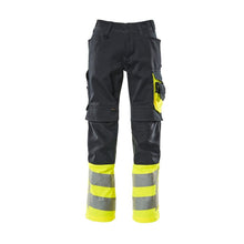 Pantaloni MASCOT® Leeds, nero blu/giallo alta visibilità