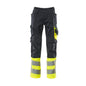 Pantaloni MASCOT® Leeds, nero blu/giallo alta visibilità