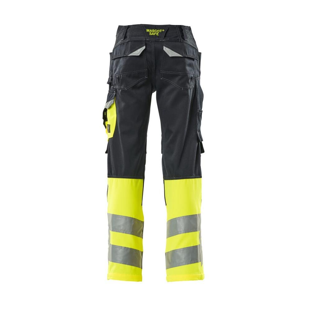 Pantaloni MASCOT® Leeds, nero blu/giallo alta visibilità