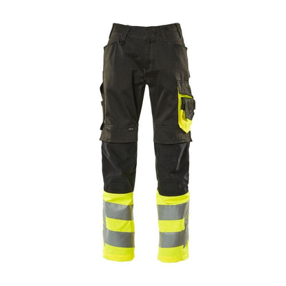 Pantaloni MASCOT® Leeds, neri/gialli ad alta visibilità