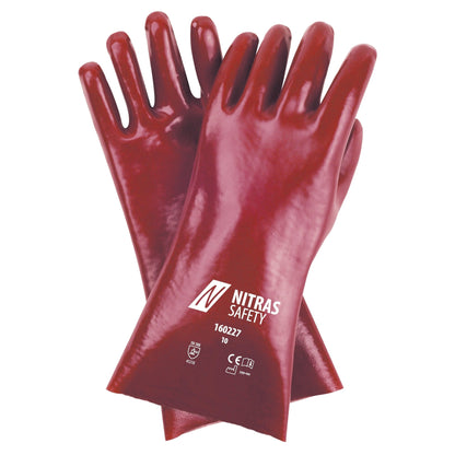 Guanti NITRAS in PVC, rosso, jersey di cotone EN 388 | Confezione (12 paia)