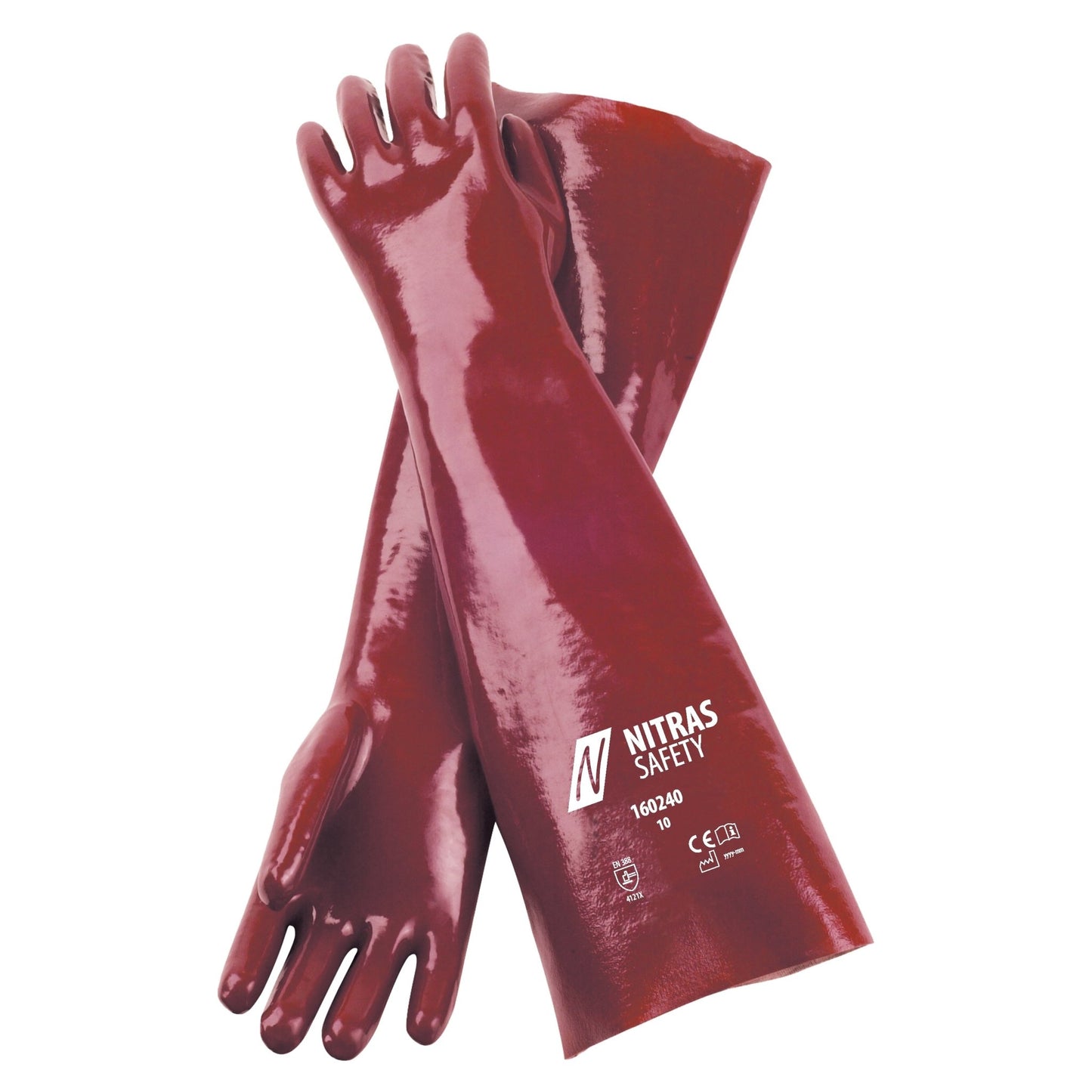 Guanti NITRAS in PVC, rosso, jersey di cotone EN 388 | Confezione (12 paia)