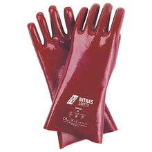 Guanti di protezione chimica NITRAS, rossi, EN 388, EN ISO 374 jersey di cotone | Confezione (12 paia)