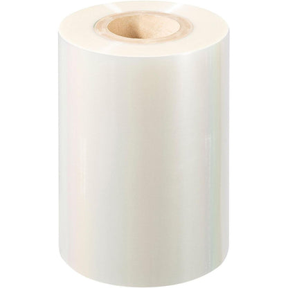Un grande rotolo di pellicola sigillante PET Antifog PET della Duni GmbH con un nucleo di cartone, in piedi su uno sfondo bianco.
