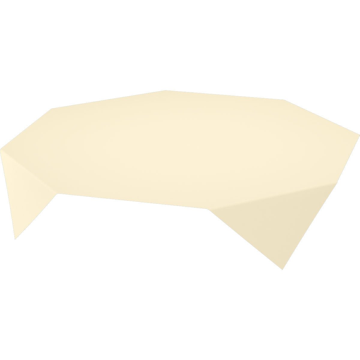 Una forma poligonale piatta, beige chiaro e irregolare con diversi bordi dritti - perfetta come tovaglia usa e getta Evolin 110 x 110 cm di Duni GmbH per una decorazione da tavola elegante.