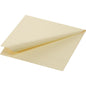 Un singolo tovagliolo Duni GmbH piegato in cellulosa 24x24 cm, 3 strati, 1/4 color crema con discreta goffratura del bordo è mostrato su sfondo bianco. La confezione contiene 250 tovaglioli.