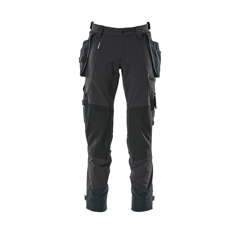 Pantaloni con tasche appese, pantaloni stretch, nero-blu