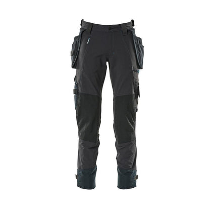 Pantaloni con tasche appese, pantaloni stretch, nero-blu
