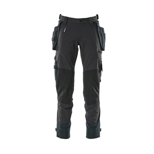 Pantaloni con tasche appese, pantaloni stretch, nero-blu